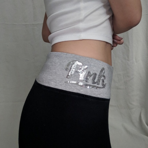 PINK VS gray/black sequin leggings - Picture 2 of 8
